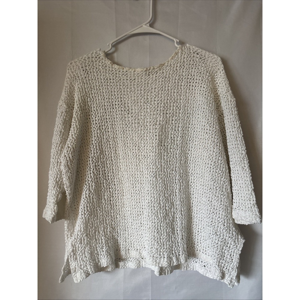 Tapemeasure brand White crochet Open Knit Textured Sweater Med